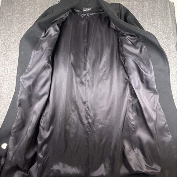 VTG Miss New Yorker Wool Blend Scarf Coat Womens Sz L Black USA Made 90s Winter - Picture 13 of 14